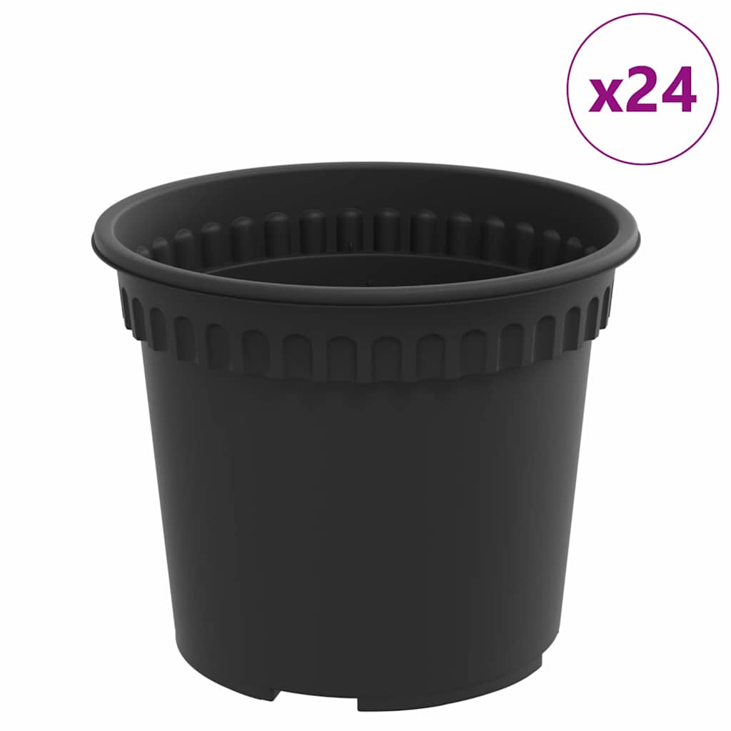 vidaXL Okrągła doniczka na kwiaty 24 pcs Czarny Ø 12,5 x 10 cm