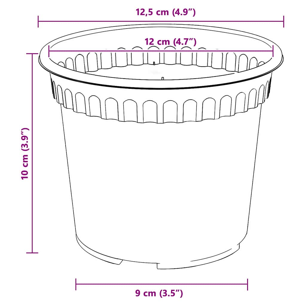 vidaXL Okrągła doniczka na kwiaty 24 pcs Czarny Ø 12,5 x 10 cm