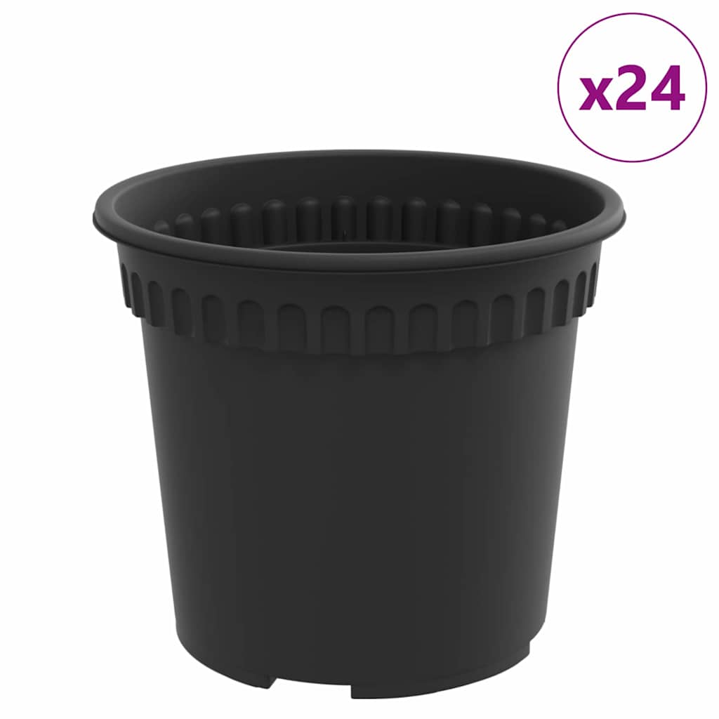 vidaXL Okrągła doniczka na kwiaty 24 pcs Czarny Ø 15 x 12 cm