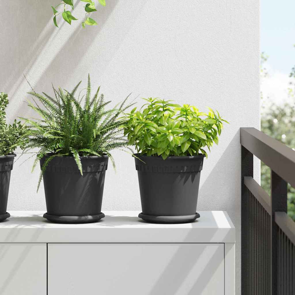 vidaXL Okrągła doniczka na kwiaty 24 pcs Czarny Ø 19 x 16 cm