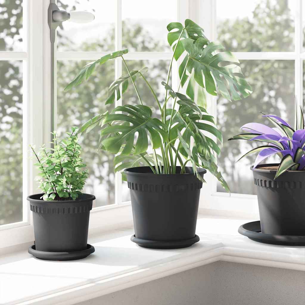 vidaXL Okrągła doniczka na kwiaty 24 pcs Czarny Ø 19 x 16 cm