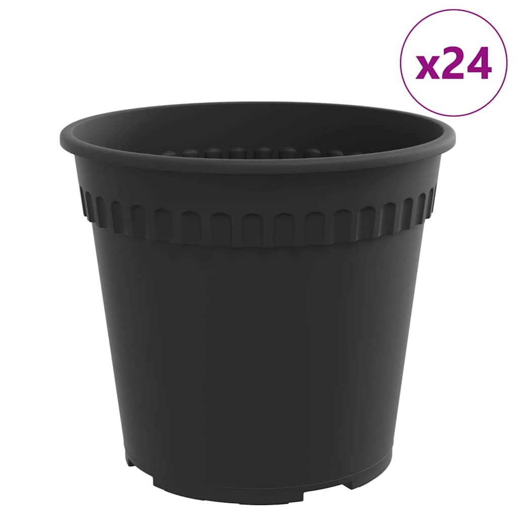 vidaXL Okrągła doniczka na kwiaty 24 pcs Czarny Ø 19 x 16 cm