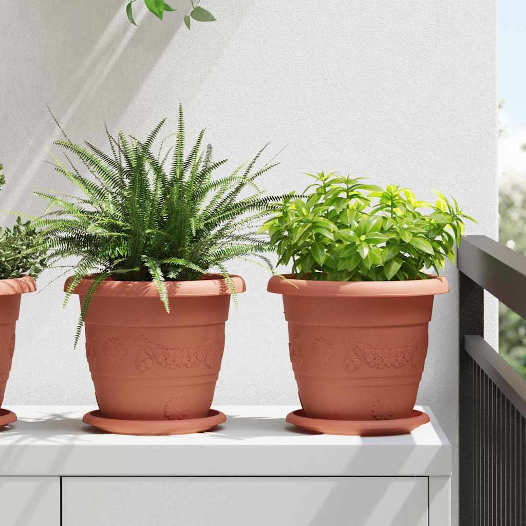 vidaXL Okrągła doniczka na kwiaty 6 pcs Czerwony ceglasty Ø 22 x 18 cm