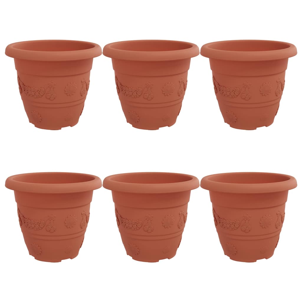 vidaXL Okrągła doniczka na kwiaty 6 pcs Czerwony ceglasty Ø 22 x 18 cm