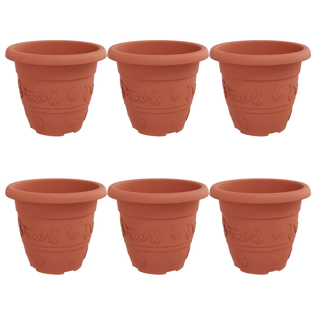 vidaXL Okrągła doniczka na kwiaty 6 pcs Czerwony ceglasty