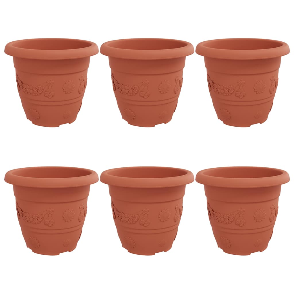 vidaXL Okrągła doniczka na kwiaty 6 pcs Czerwony ceglasty Ø 30 x 25 cm