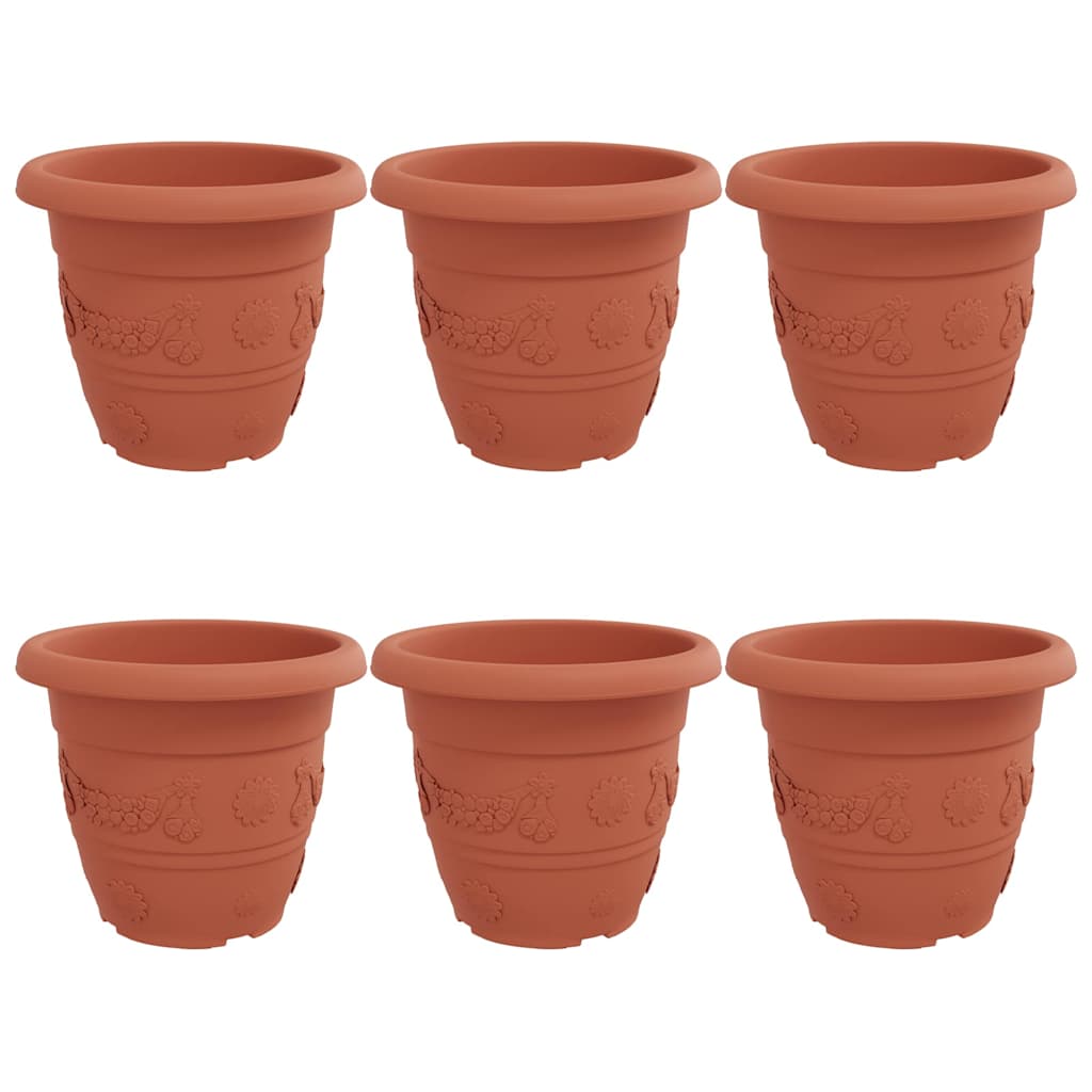 vidaXL Okrągła doniczka na kwiaty 6 pcs Czerwony ceglasty Ø 34 x 28 cm