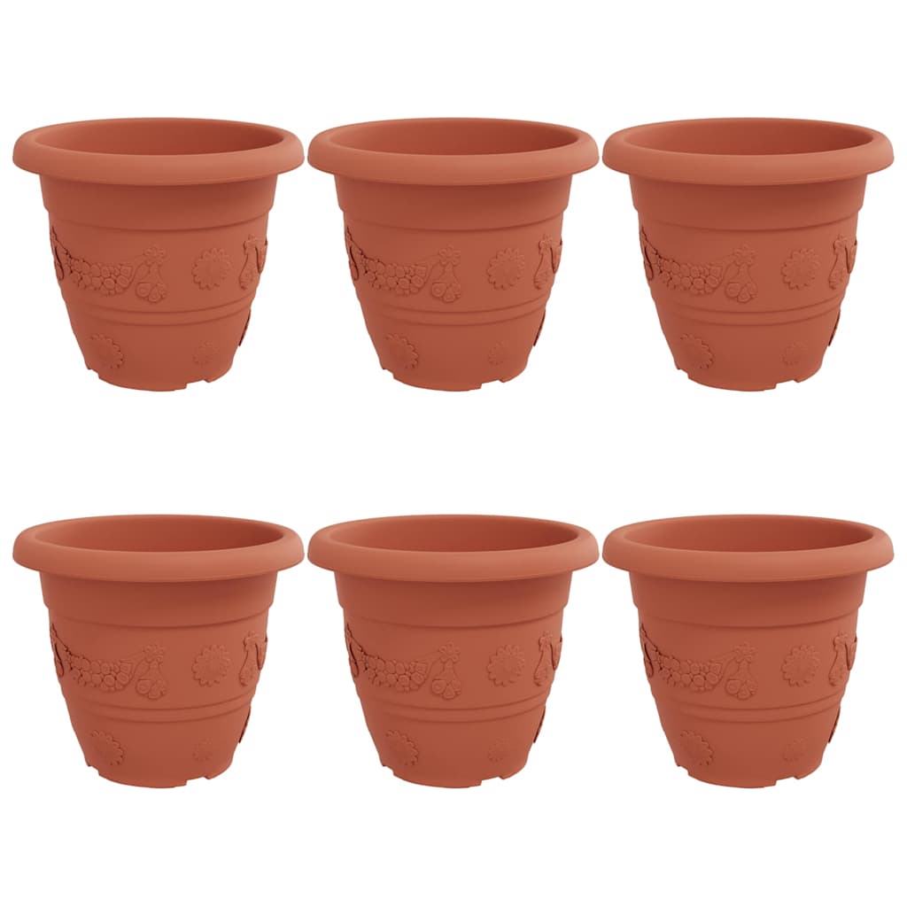 vidaXL Okrągła doniczka na kwiaty 6 pcs Czerwony ceglasty Ø 39 x 32 cm