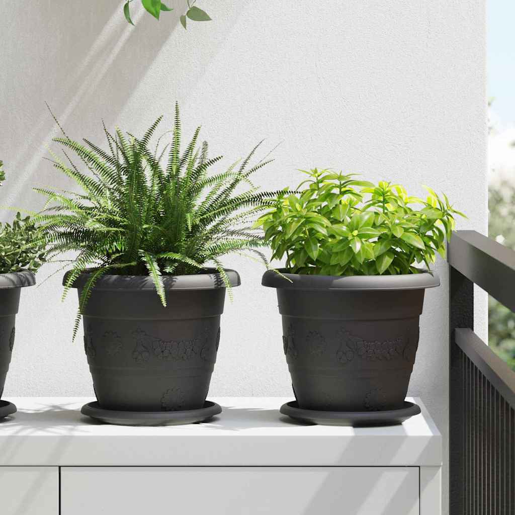 vidaXL Okrągła doniczka na kwiaty 6 pcs Czarny Ø 22 x 18 cm