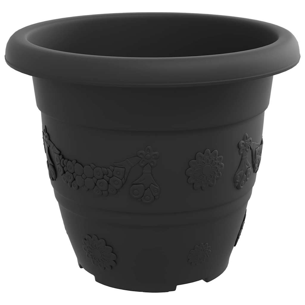 vidaXL Okrągła doniczka na kwiaty 6 pcs Czarny Ø 22 x 18 cm
