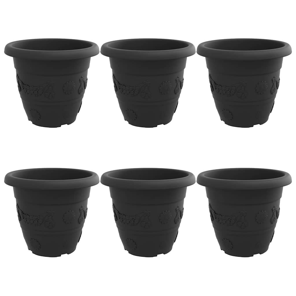 vidaXL Okrągła doniczka na kwiaty 6 pcs Czarny Ø 39 x 32 cm