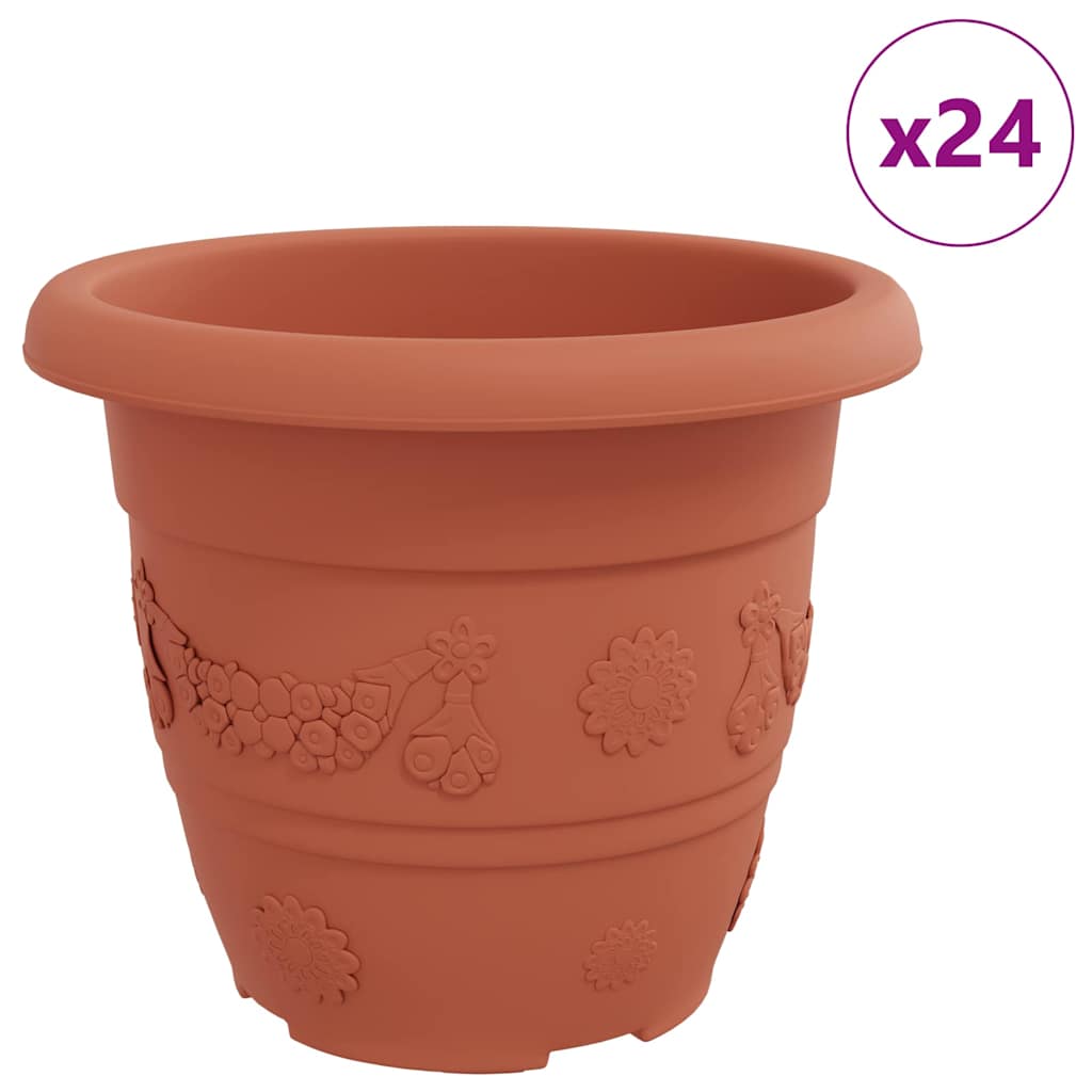 vidaXL Okrągła doniczka na kwiaty 24 pcs Czerwony ceglasty