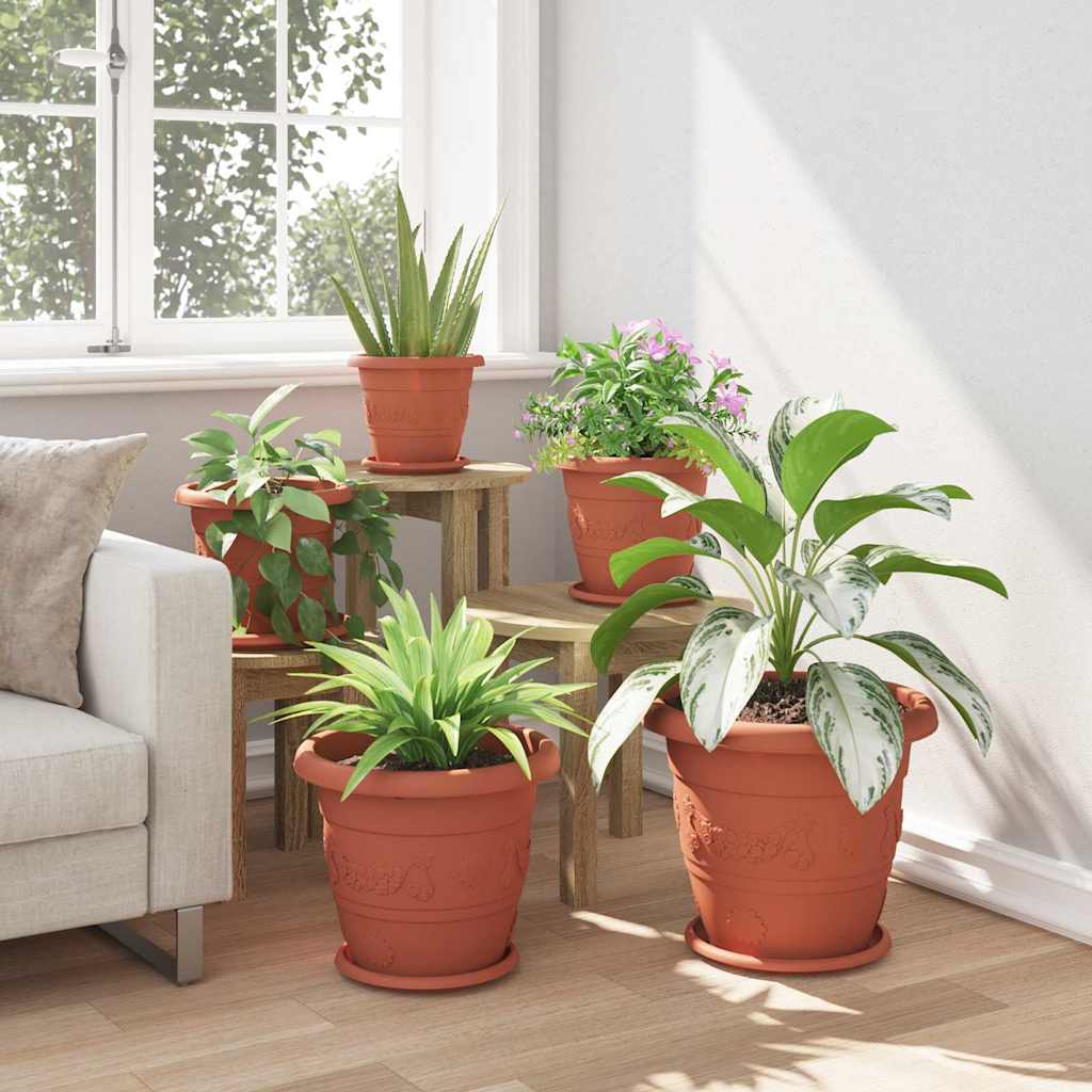 vidaXL Okrągła doniczka na kwiaty 24 pcs Czerwony ceglasty