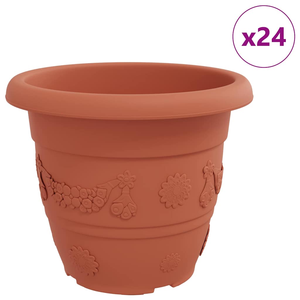vidaXL Okrągła doniczka na kwiaty 24 pcs Czerwony ceglasty