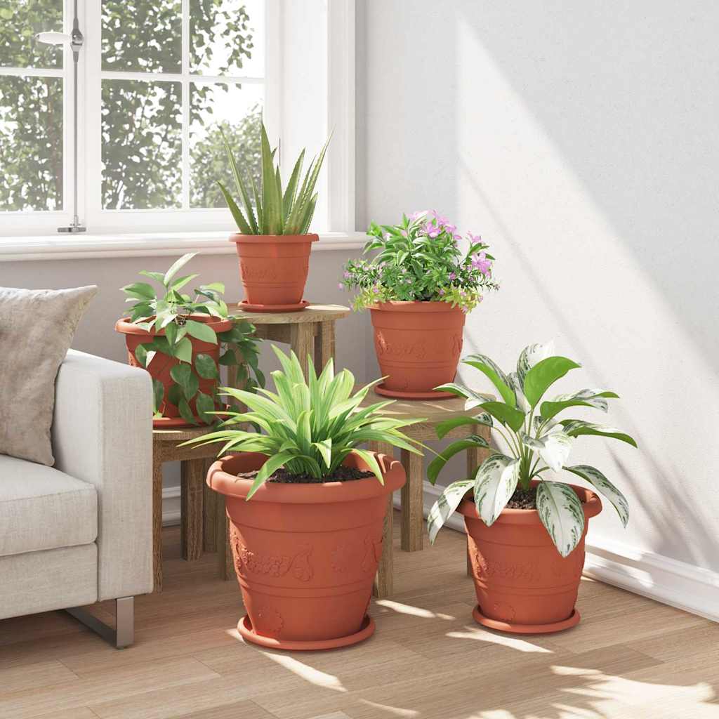 vidaXL Okrągła doniczka na kwiaty 24 pcs Czerwony ceglasty