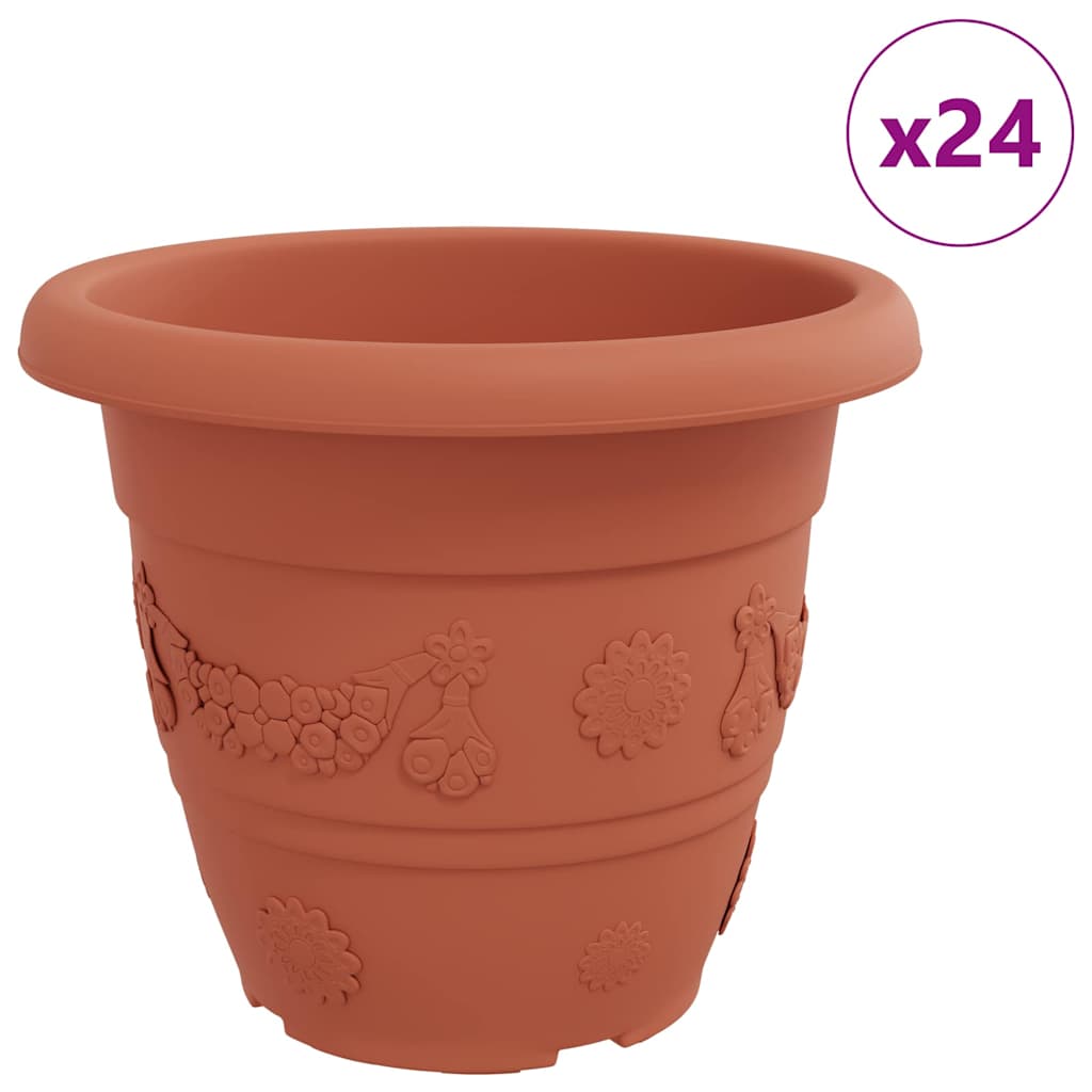 vidaXL Okrągła doniczka na kwiaty 24 pcs Czerwony ceglasty