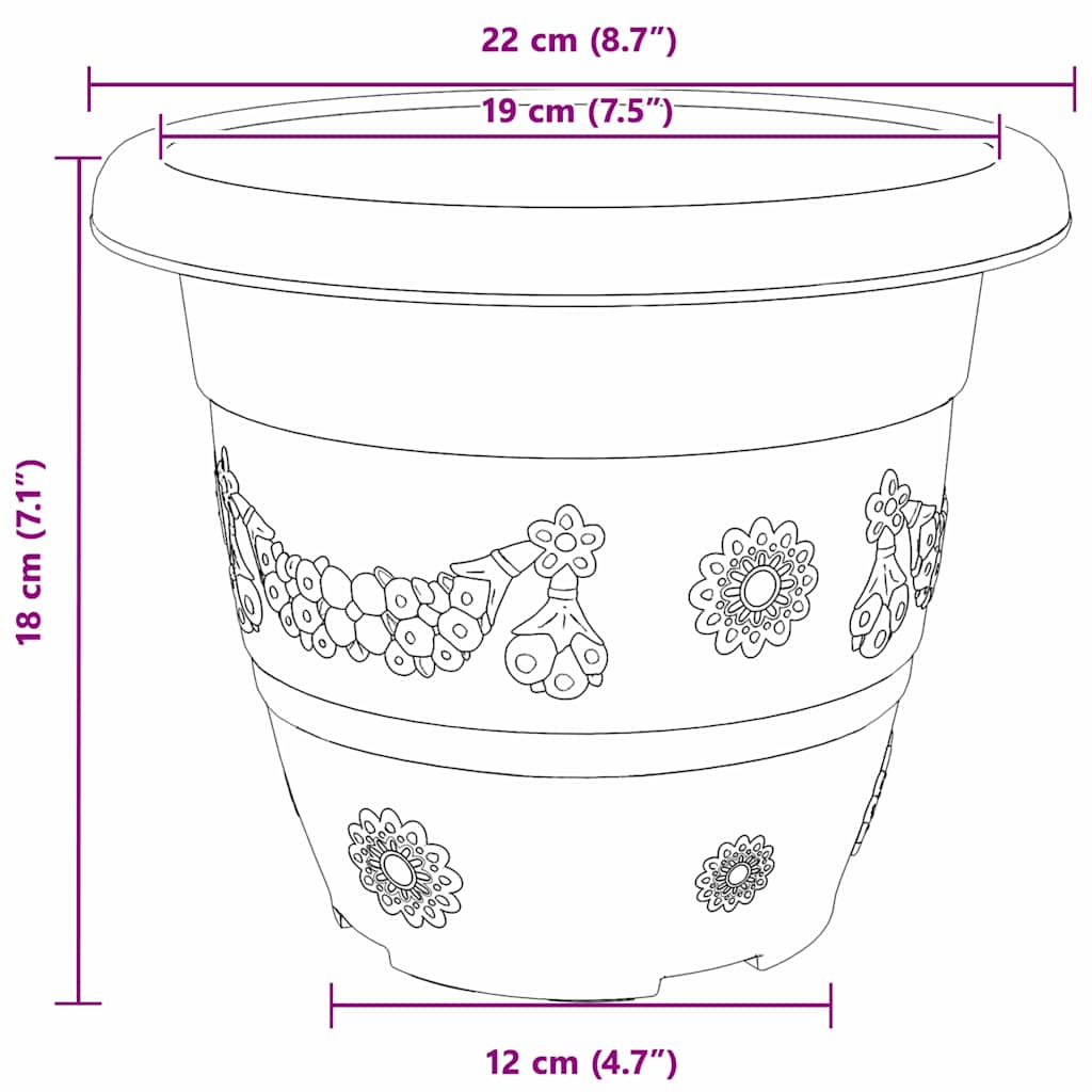 vidaXL Okrągła doniczka na kwiaty 24 pcs Czarny Ø 22 x 18 cm