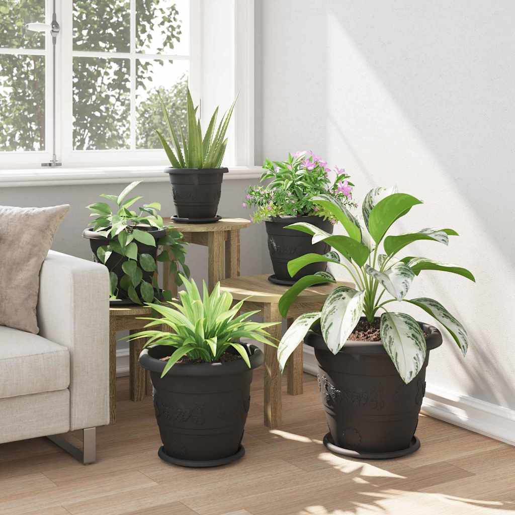 vidaXL Okrągła doniczka na kwiaty 24 pcs Czarny Ø 34 x 28 cm