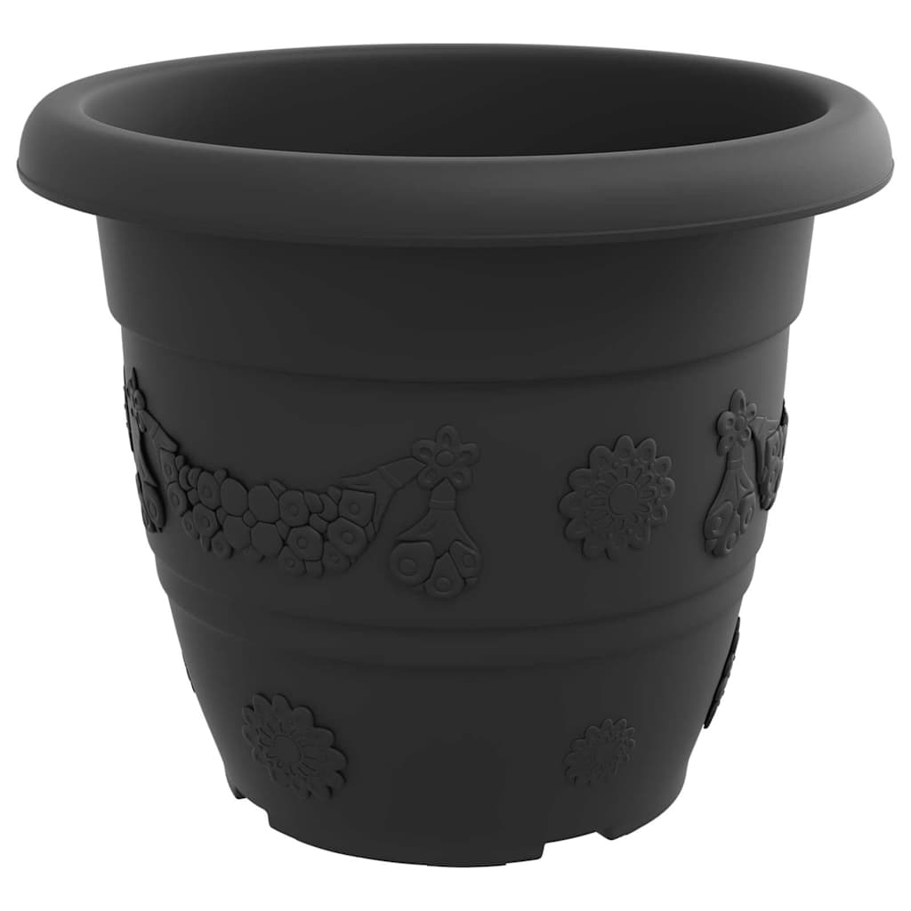 vidaXL Okrągła doniczka na kwiaty 24 pcs Czarny Ø 34 x 28 cm