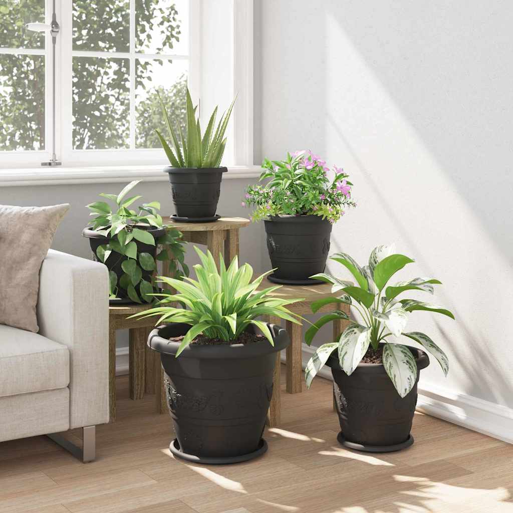 vidaXL Okrągła doniczka na kwiaty 24 pcs Czarny Ø 39 x 32 cm