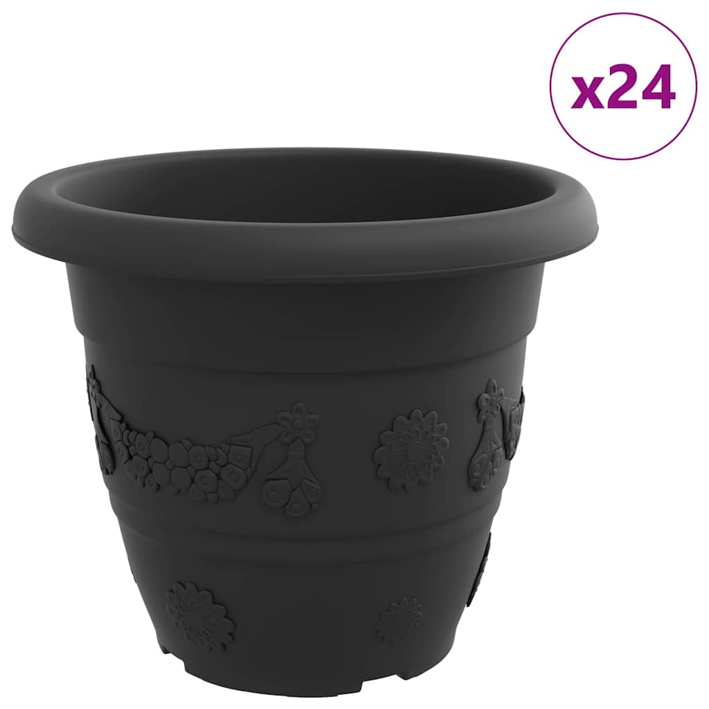 vidaXL Okrągła doniczka na kwiaty 24 pcs Czarny Ø 39 x 32 cm