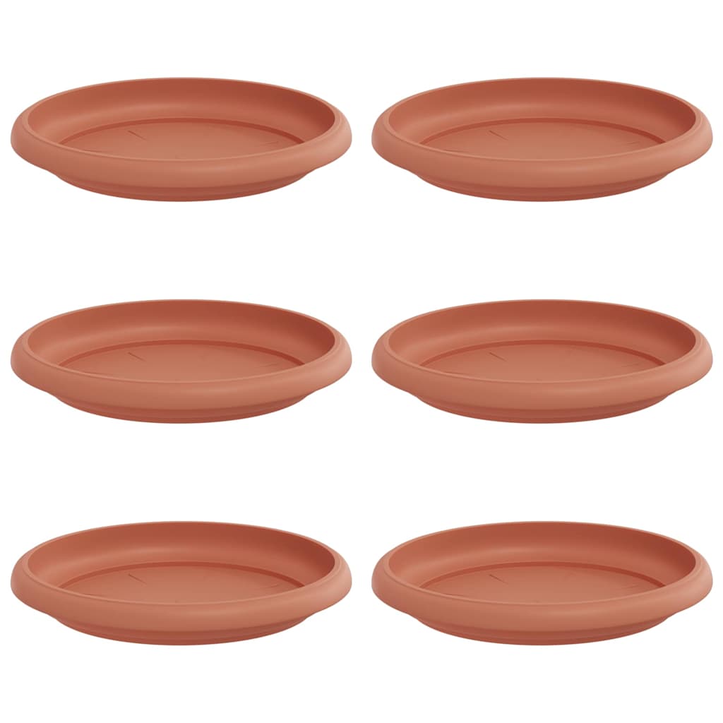 vidaXL Okrągły Talerzyk Kwiatowy 6 pcs Czerwony ceglasty Ø 14 x 2 cm