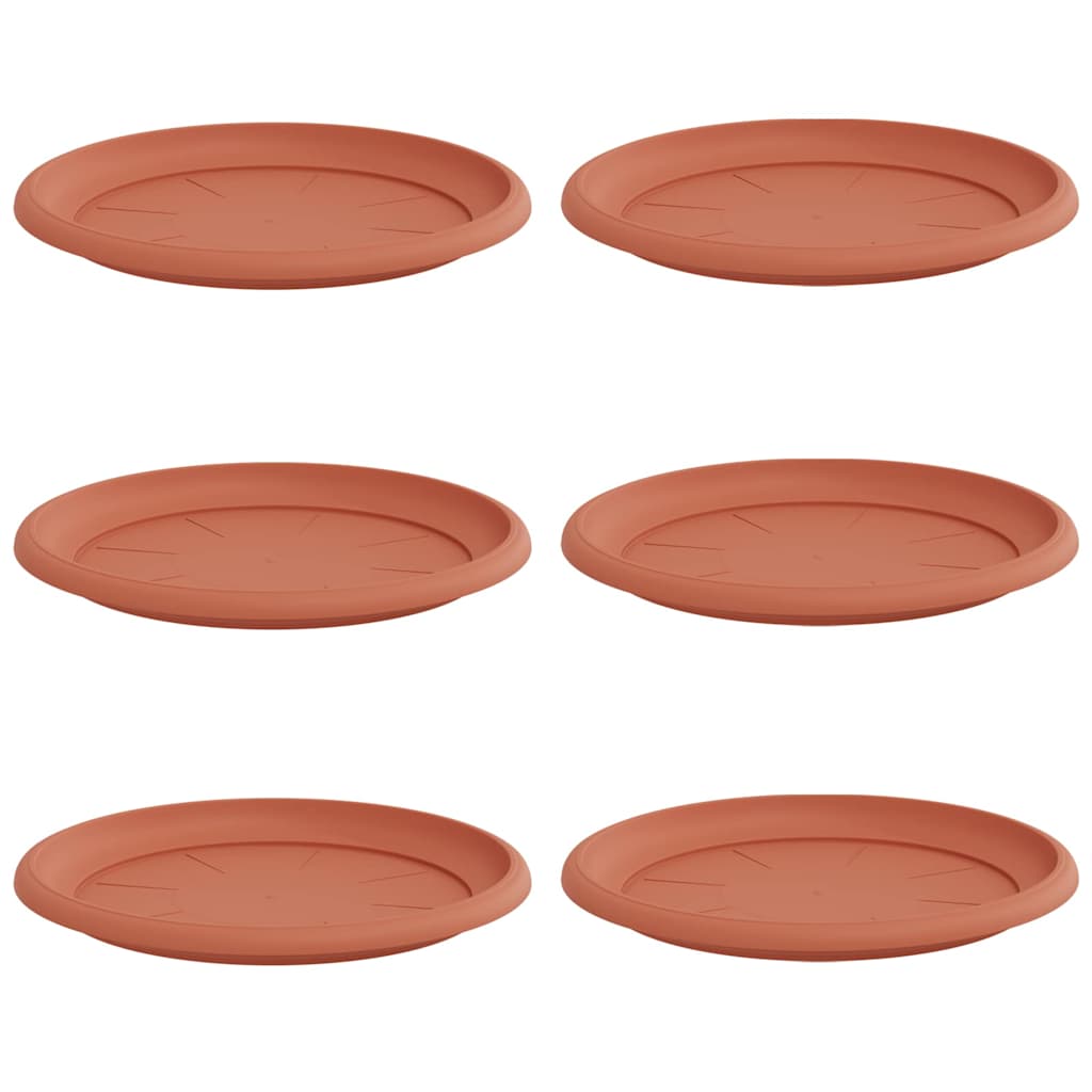 vidaXL Okrągły Talerzyk Kwiatowy 6 pcs Czerwony ceglasty Ø 27 x 2,5 cm