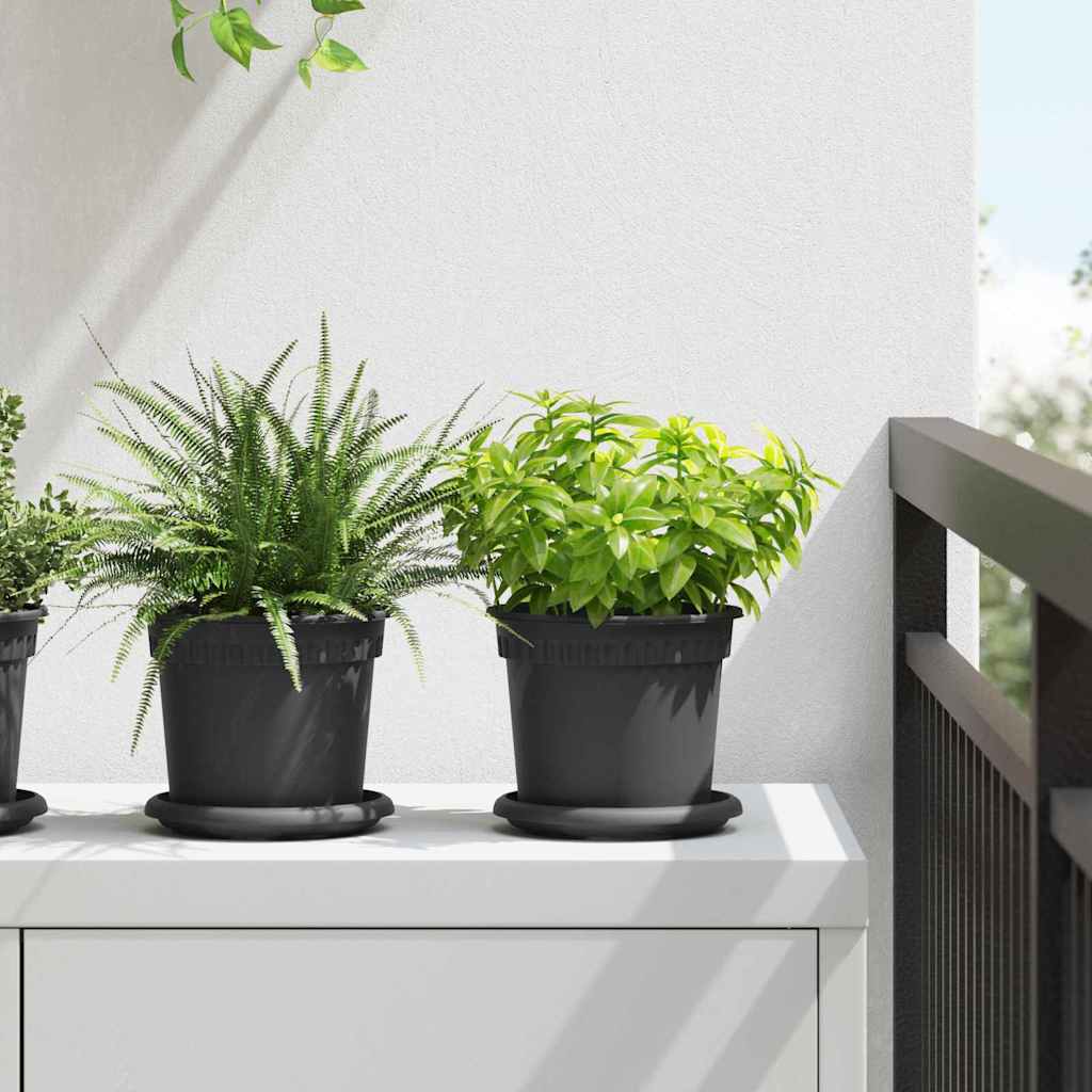 vidaXL Okrągły Talerzyk Kwiatowy 6 pcs Czarny Ø 14 x 2 cm