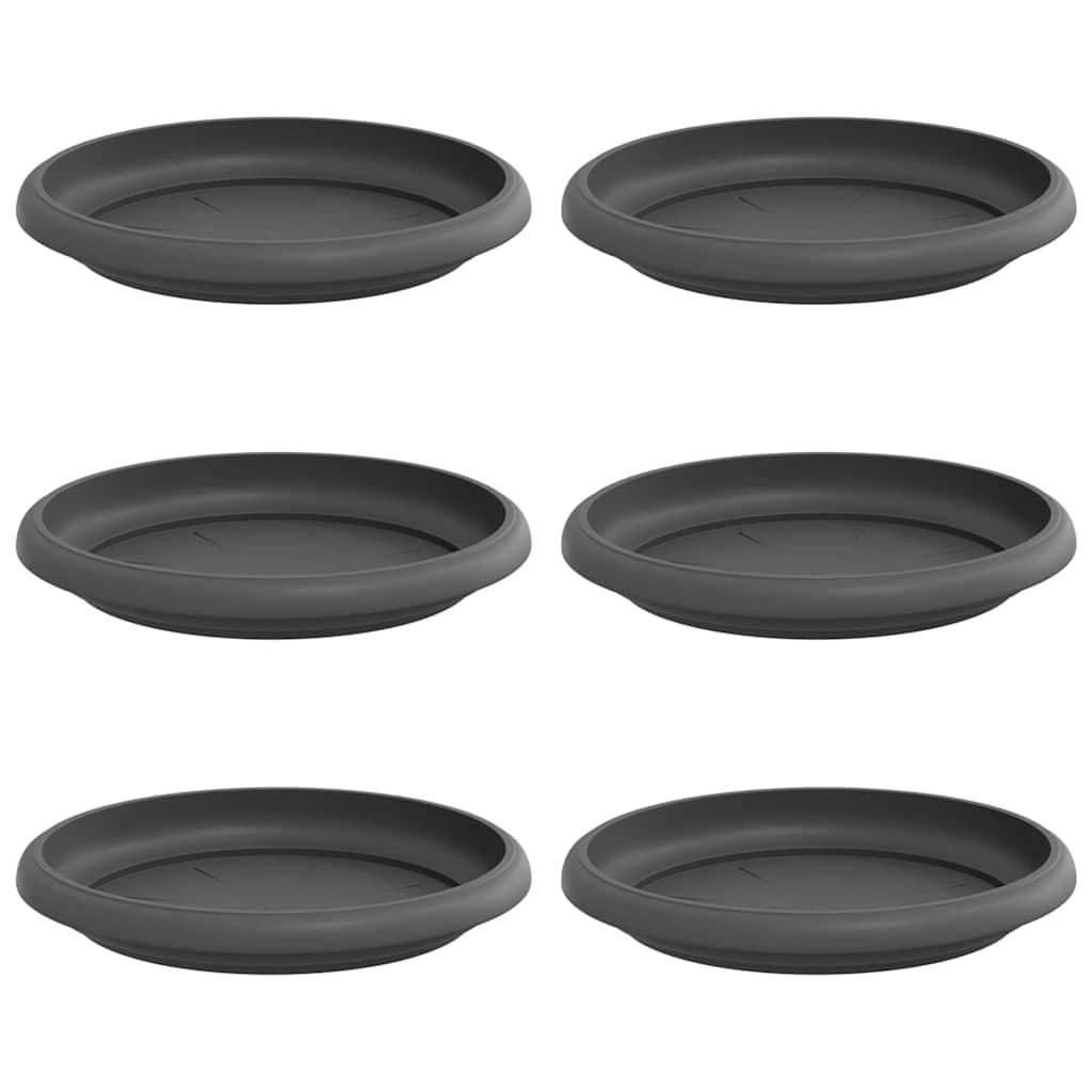 vidaXL Okrągły Talerzyk Kwiatowy 6 pcs Czarny Ø 14 x 2 cm