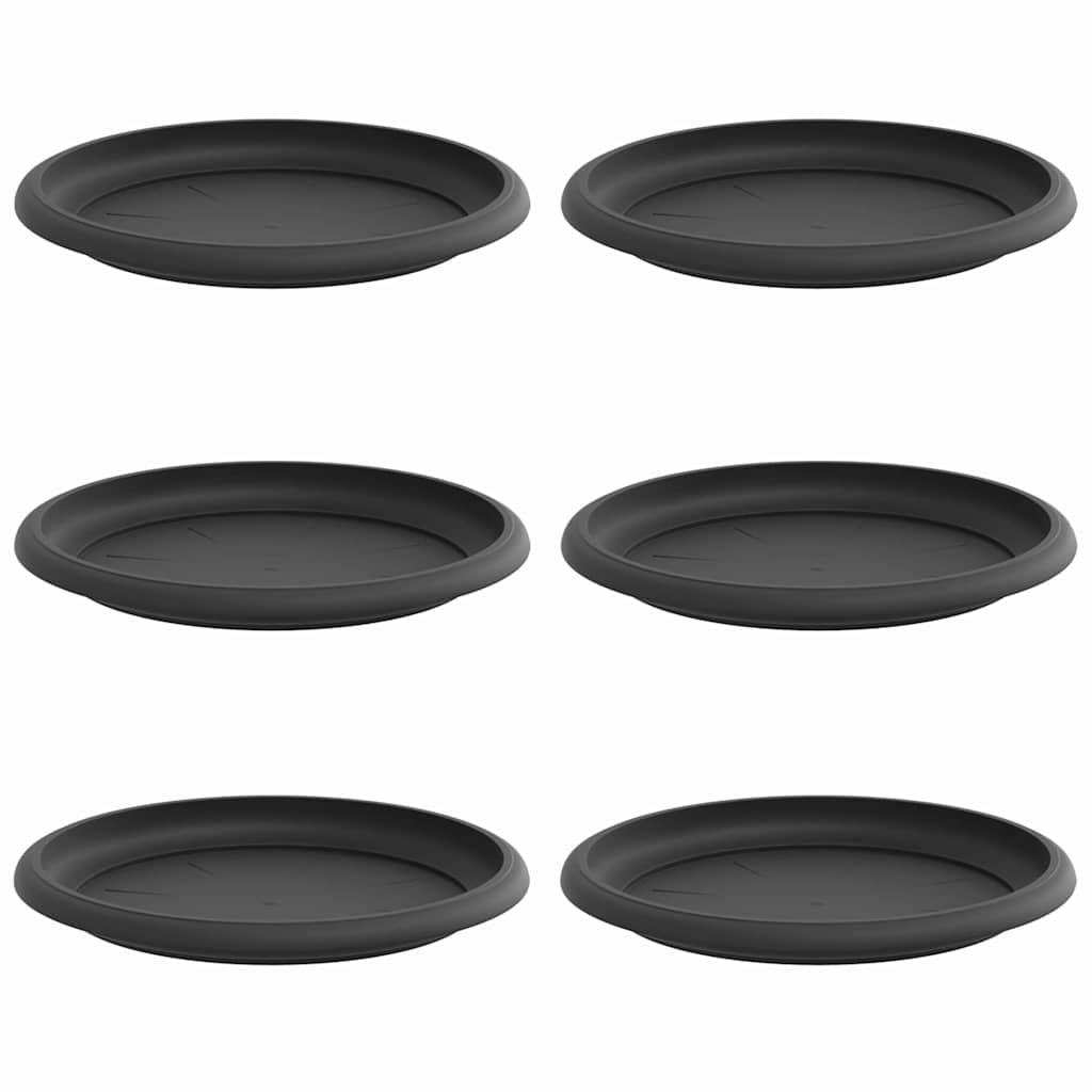 vidaXL Okrągły Talerzyk Kwiatowy 6 pcs Czarny Ø 17,5 x 2 cm