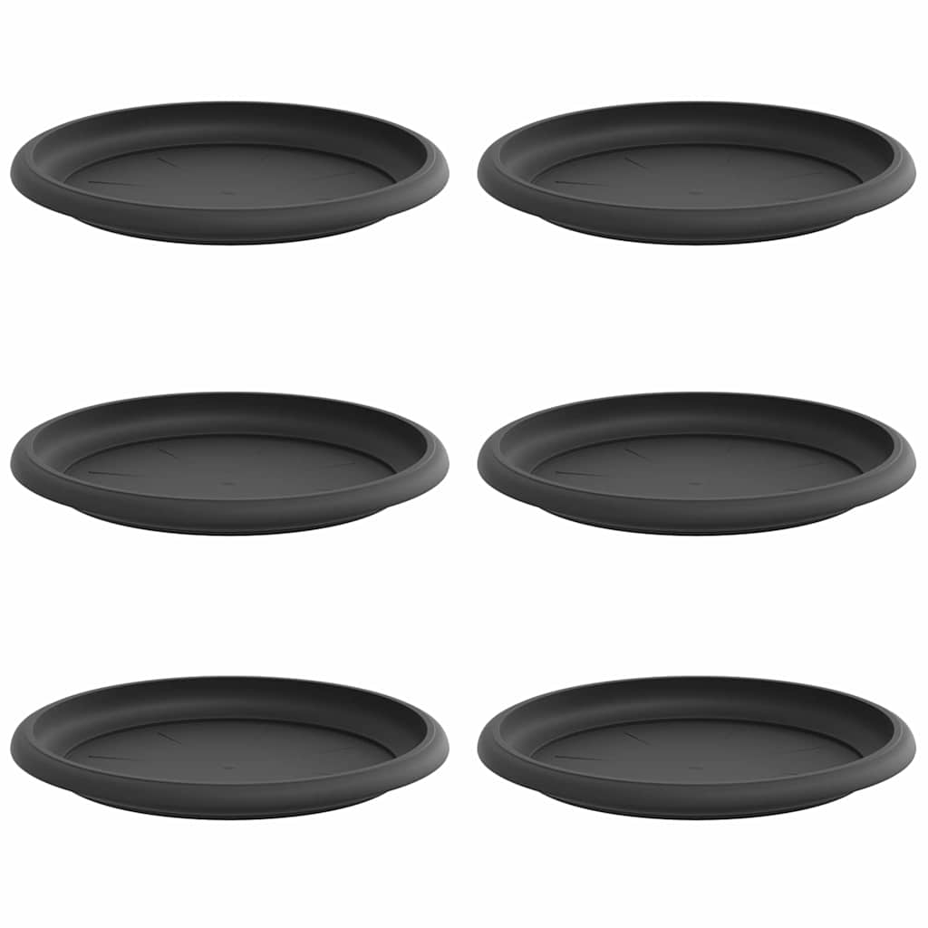 vidaXL Okrągły Talerzyk Kwiatowy 6 pcs Czarny Ø 19 x 2 cm