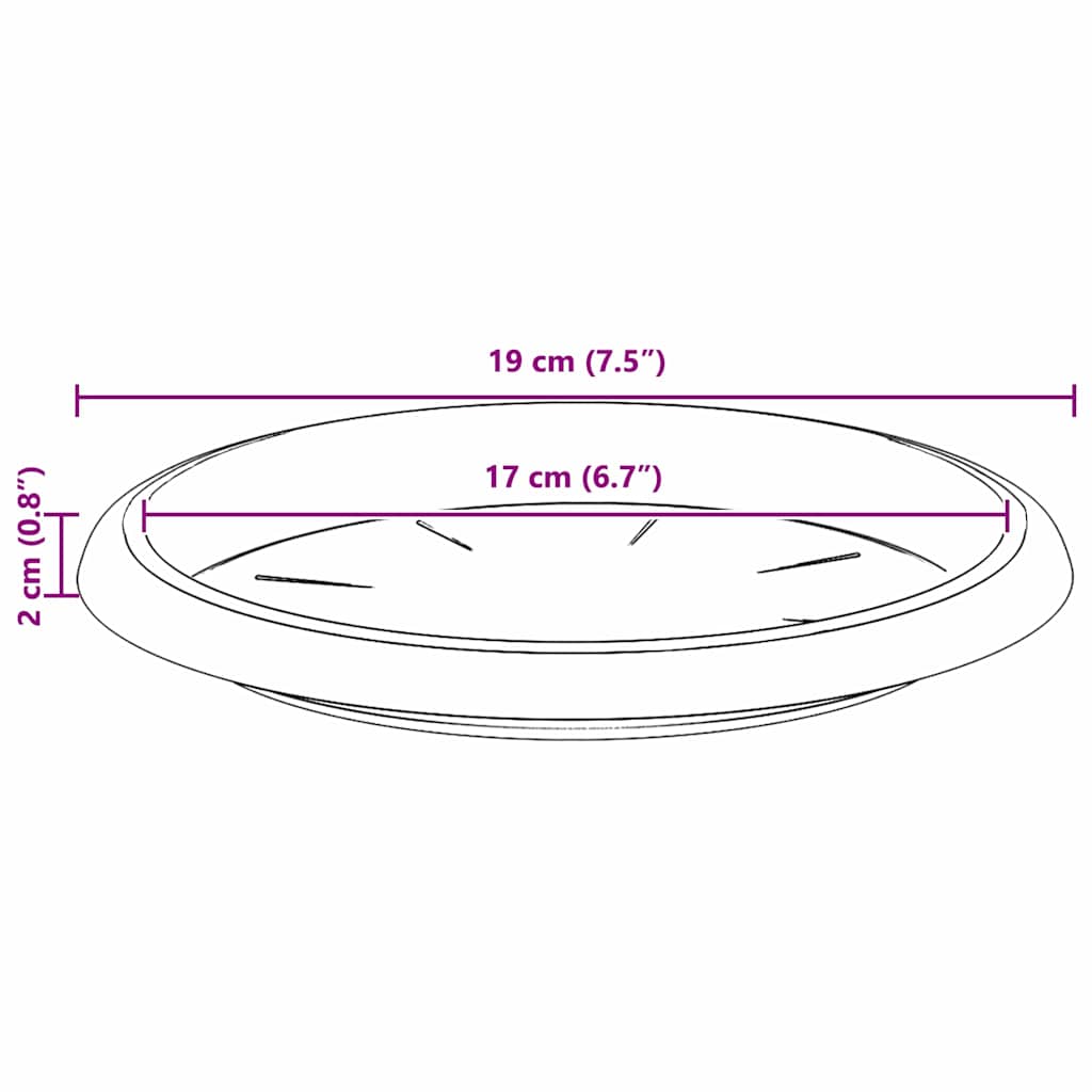 vidaXL Okrągły Talerzyk Kwiatowy 6 pcs Czarny Ø 19 x 2 cm