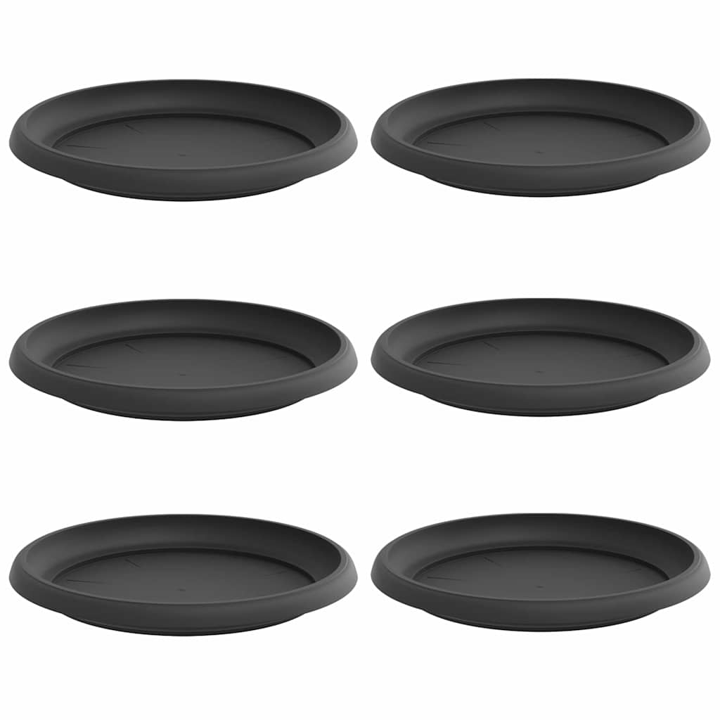 vidaXL Okrągły Talerzyk Kwiatowy 6 pcs Czarny Ø 14 x 2 cm