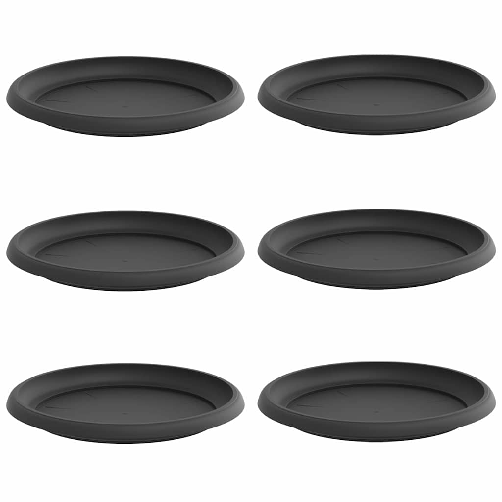 vidaXL Okrągły Talerzyk Kwiatowy 6 pcs Czarny Ø 14 x 2 cm