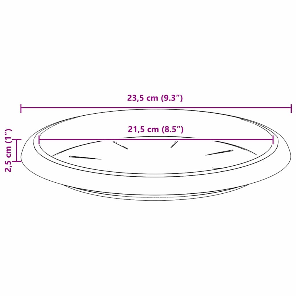 vidaXL Okrągły Talerzyk Kwiatowy 6 pcs Czarny Ø 14 x 2 cm