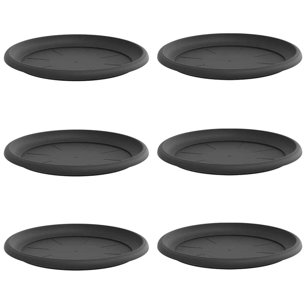 vidaXL Okrągły Talerzyk Kwiatowy 6 pcs Czarny Ø 14 x 2 cm