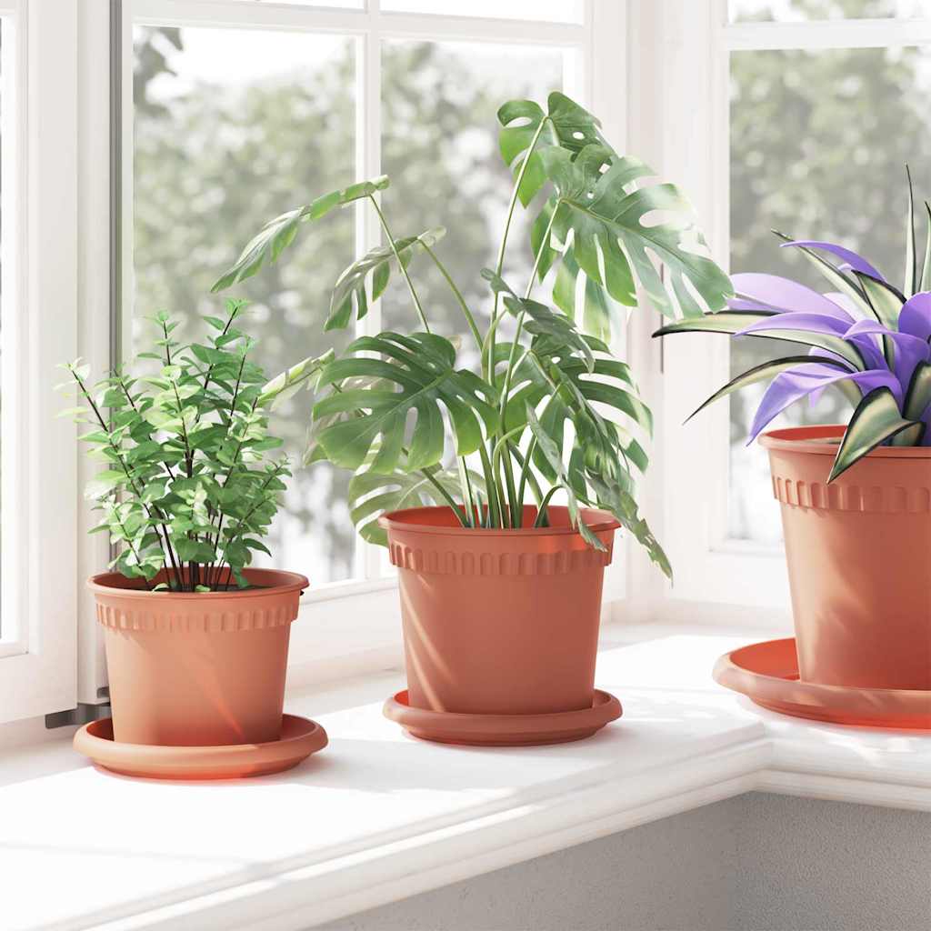 vidaXL Okrągły Talerzyk Kwiatowy 24 pcs Czerwony ceglasty Ø 14 x 2 cm