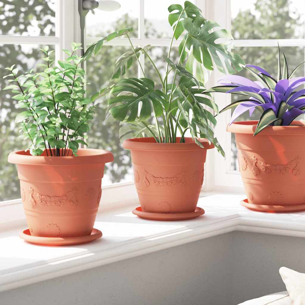vidaXL Okrągły Talerzyk Kwiatowy 24 pcs Czerwony ceglasty Ø 14 x 2 cm