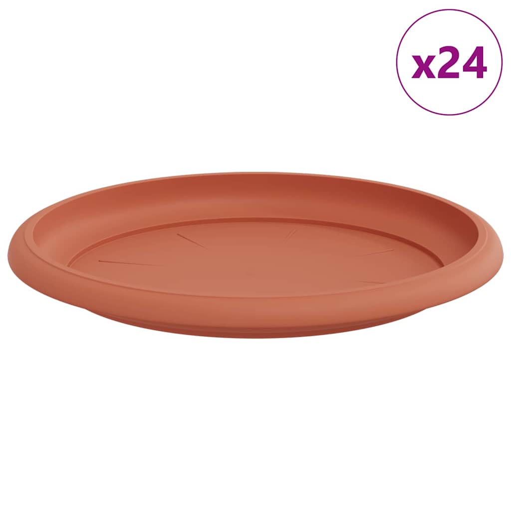 vidaXL Okrągły Talerzyk Kwiatowy 24 pcs Czerwony ceglasty Ø 14 x 2 cm