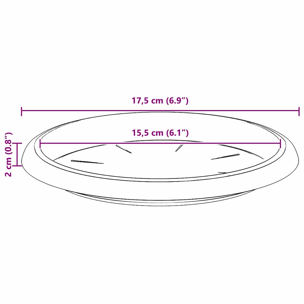 vidaXL Okrągły Talerzyk Kwiatowy 24 pcs Czerwony ceglasty Ø 14 x 2 cm