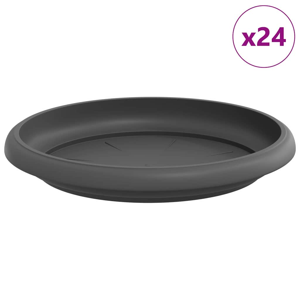 vidaXL Okrągły Talerzyk Kwiatowy 24 pcs Czarny Ø 14 x 2 cm