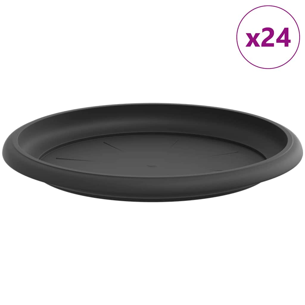 vidaXL Okrągły Talerzyk Kwiatowy 24 pcs Czarny Ø 17,5 x 2 cm