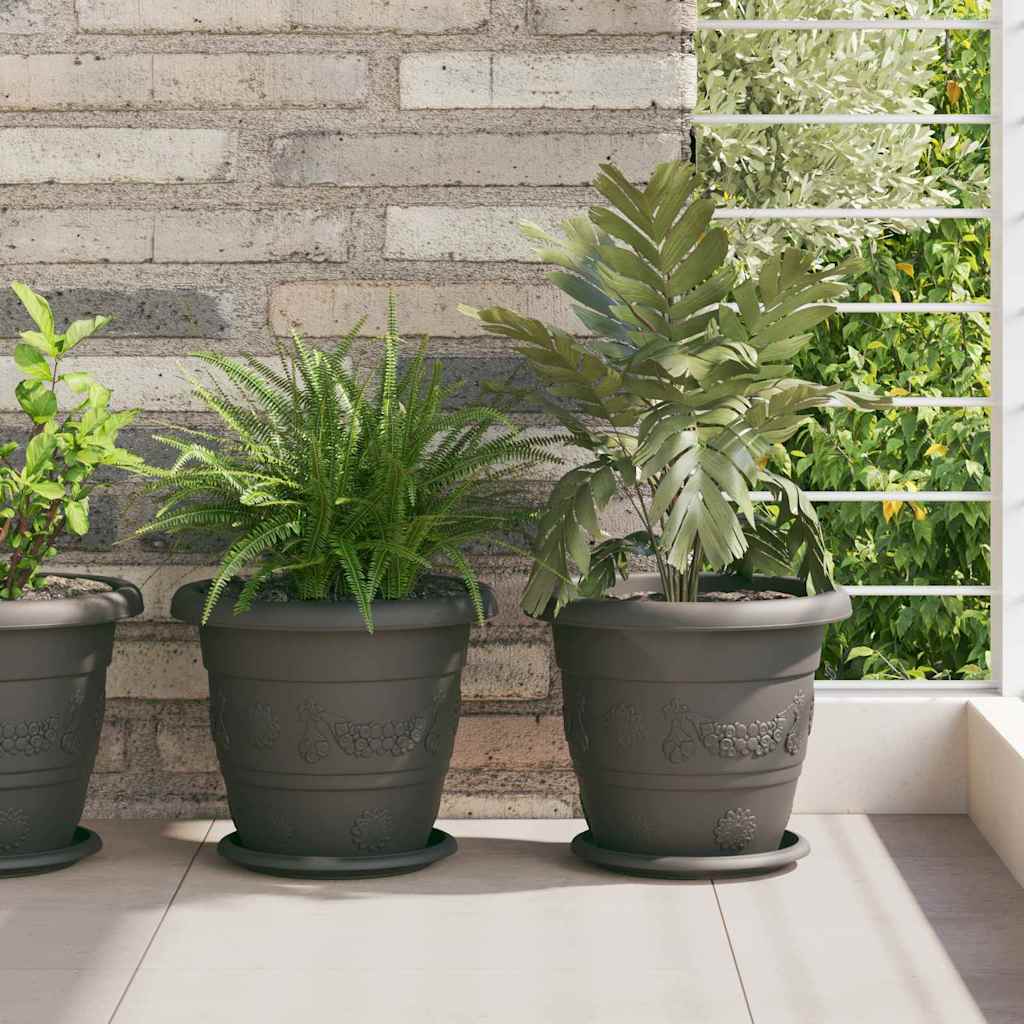 vidaXL Okrągły Talerzyk Kwiatowy 24 pcs Czarny Ø 19 x 2 cm