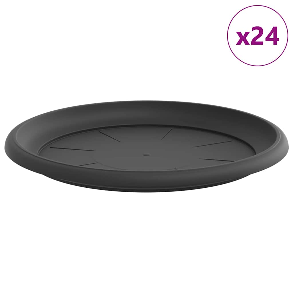 vidaXL Okrągły Talerzyk Kwiatowy 24 pcs Czarny Ø 27 x 2,5 cm