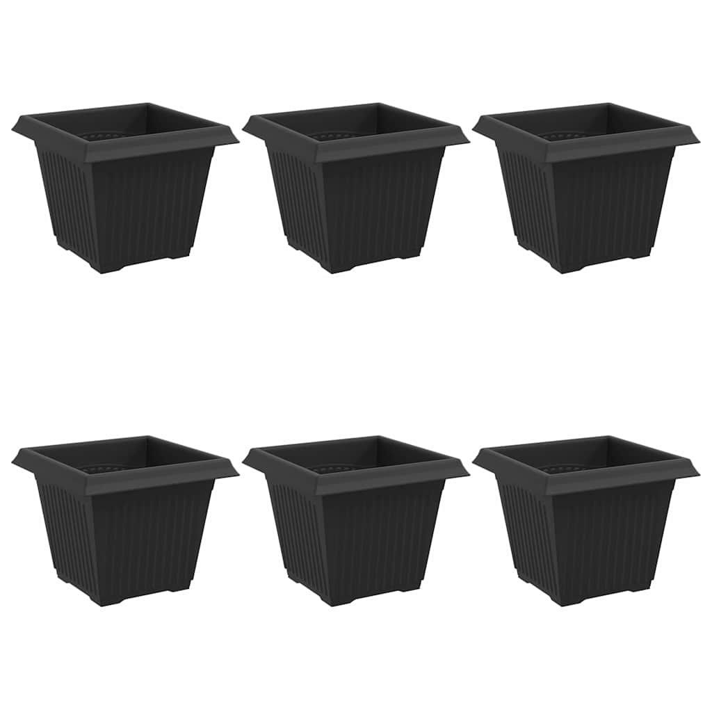 vidaXL Kwadratowa doniczka na kwiaty 6 pcs Czarny 20 x 20 x 16 cm