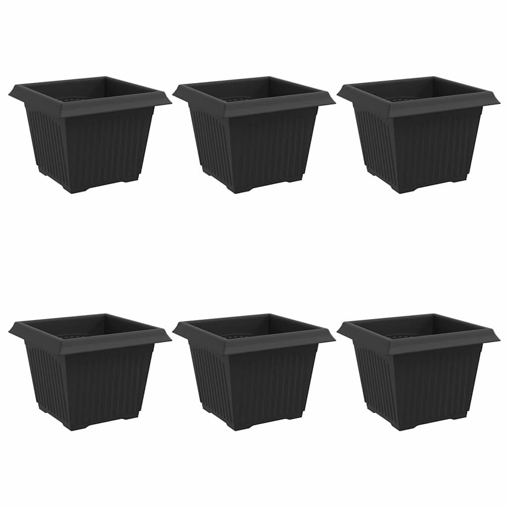 vidaXL Kwadratowa doniczka na kwiaty 6 pcs Czarny 23 x 23 x 17,5 cm
