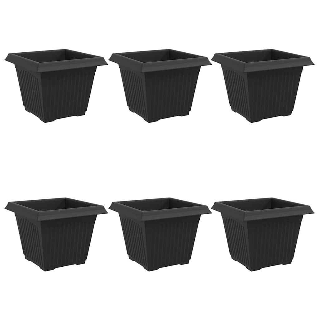 vidaXL Kwadratowa doniczka na kwiaty 6 pcs Czarny 28,5 x 28,5 x 22 cm