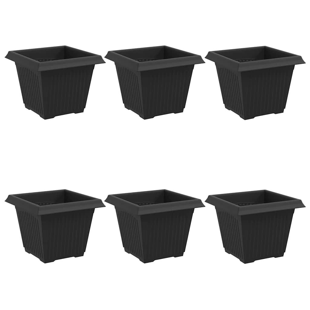 vidaXL Kwadratowa doniczka na kwiaty 6 pcs Czarny 33 x 33 x 26 cm
