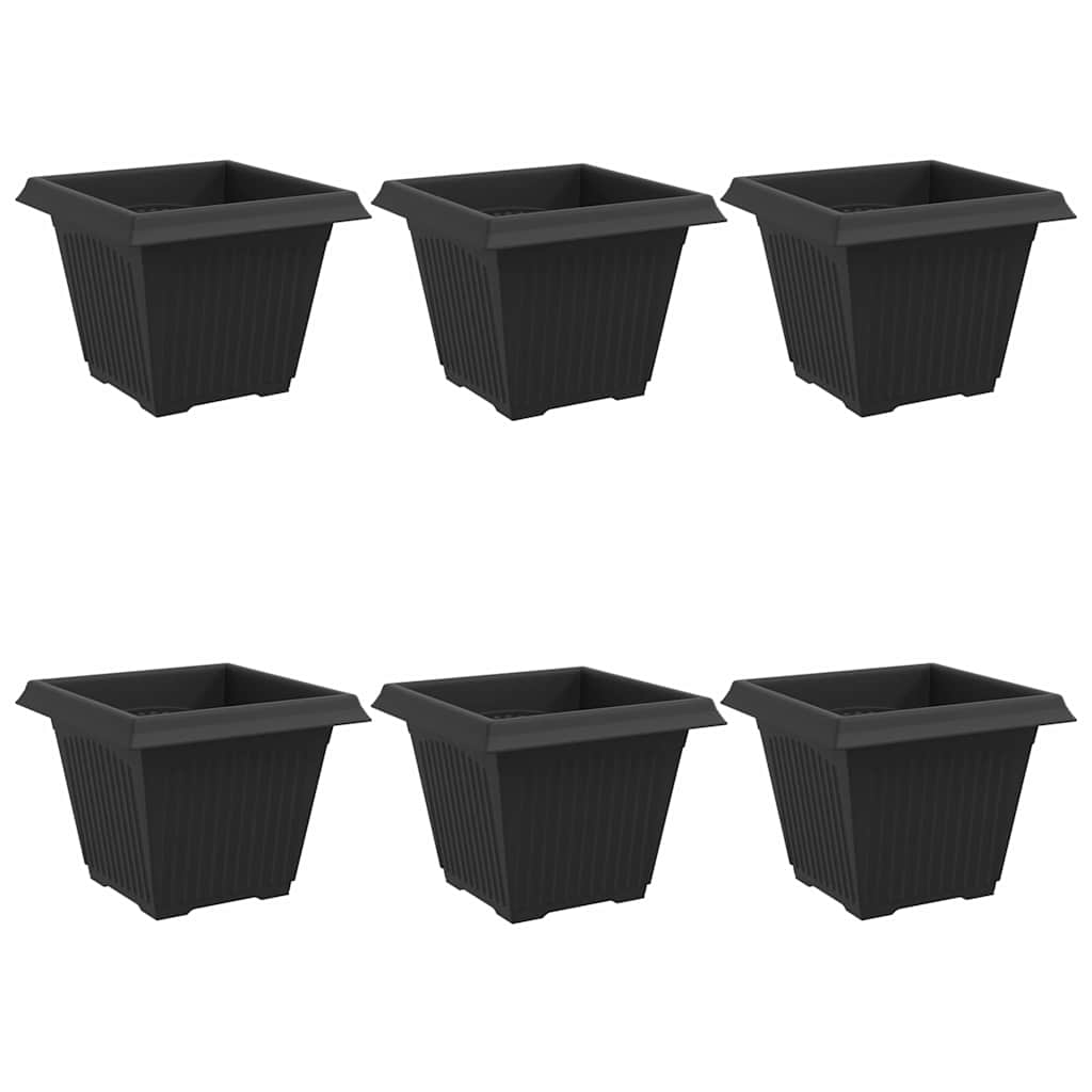 vidaXL Kwadratowa doniczka na kwiaty 6 pcs Czarny 38 x 38 x 30 cm