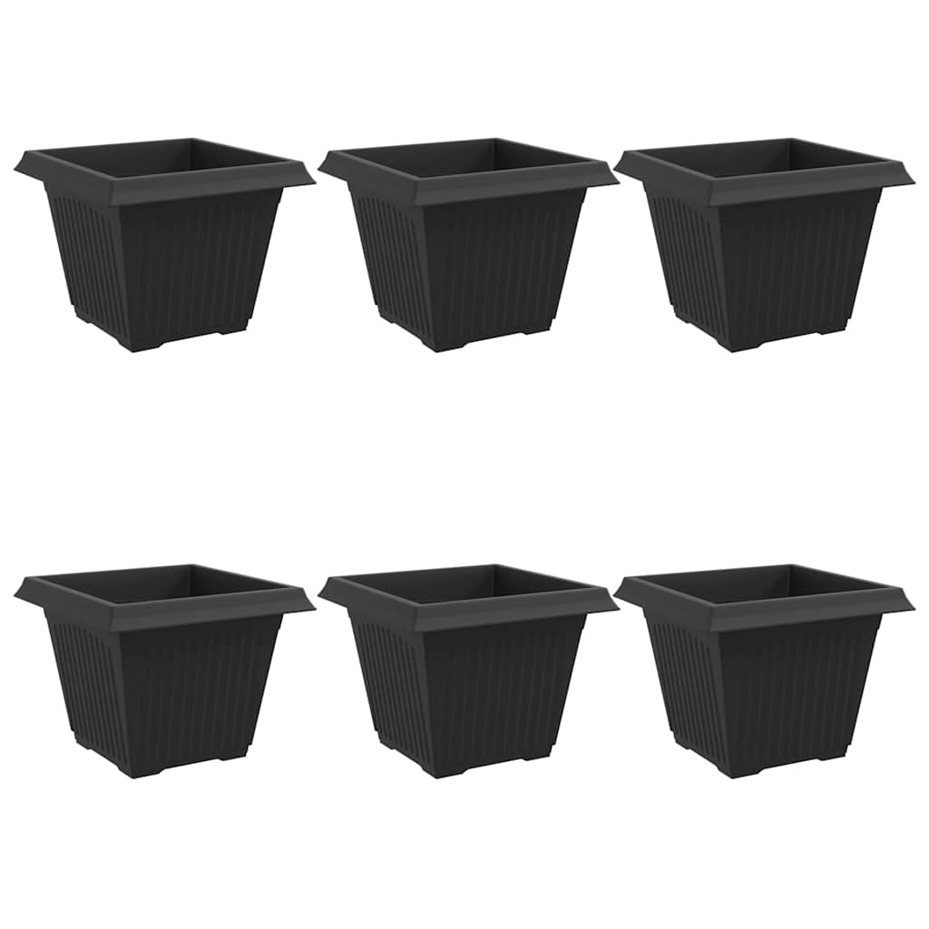 vidaXL Kwadratowa doniczka na kwiaty 6 pcs Czarny 43 x 43 x 33,5 cm